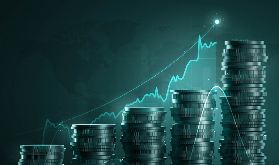 Money growth business graph economy finance stock or currency investment financial diagram profit chart of global exchange market price shares on economic analysis 3d background with success trade 