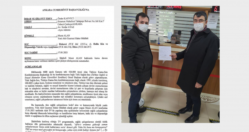 Genel Başkanımız Yeni Akit Haber Müdürü Hakkında Suç Duyurusunda Bulundu