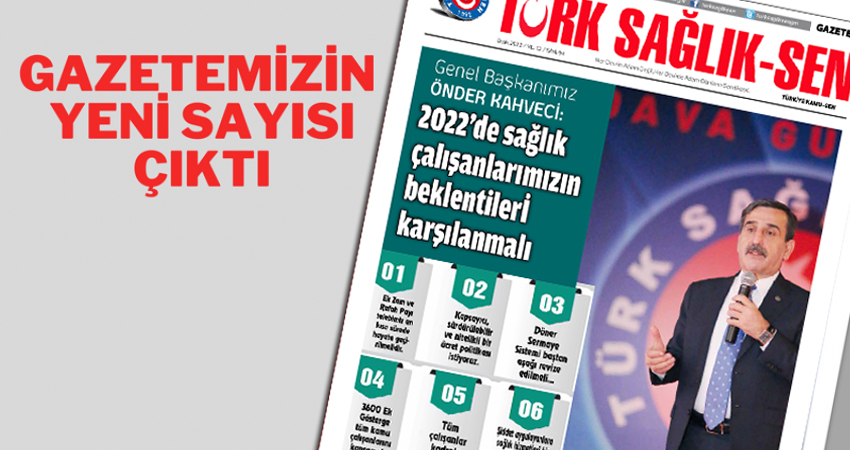 Gazete Türk Sağlık-Sen'in 94. Sayısı Dijital Olarak Yayınlandı
