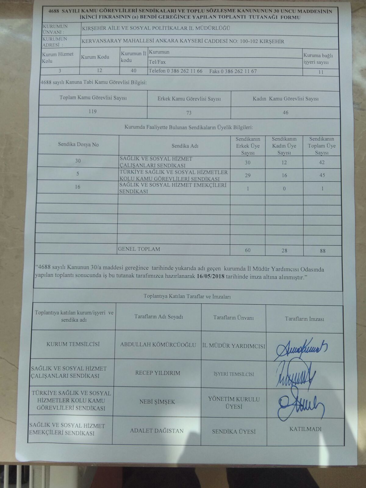 Aile ve Sosyal Politikalar İl Müdürlüğü ve Kaman Devlet Hastanesinde Yetkiyi Aldık