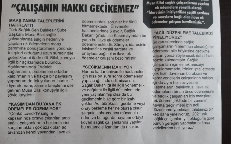 Bilal: Şartlara ve onaya bağlanan ek ödemeler çalışanları bezdirdi