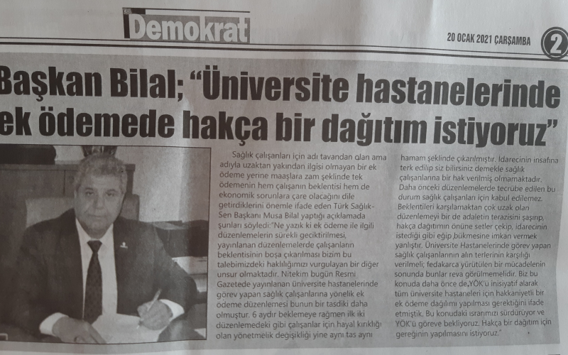 Üniv. Hastanelerinde Ek Ödemede Hakça Bir Dağıtım İstiyoruz