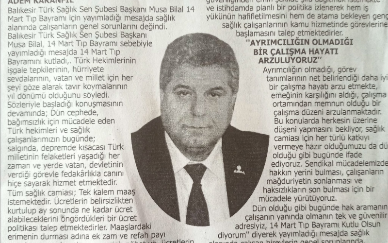 14 Mart Tıp Bayramı Kutlu Olsun