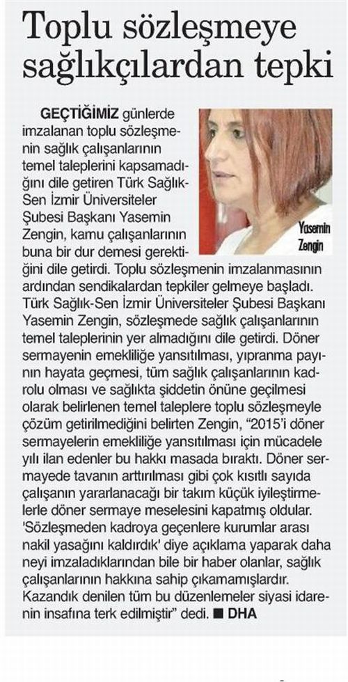 Toplu Sözleşmeye Sağlık Çalışanlarından Tepki‏