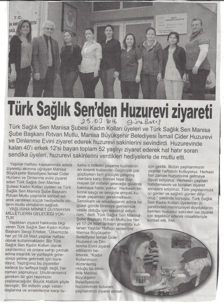 Şubemizden Huzur evine Ziyaret