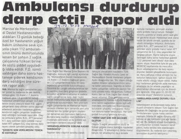 Manisa'da 112'ye Geçiş Önceliği Olmaz Saldırısı