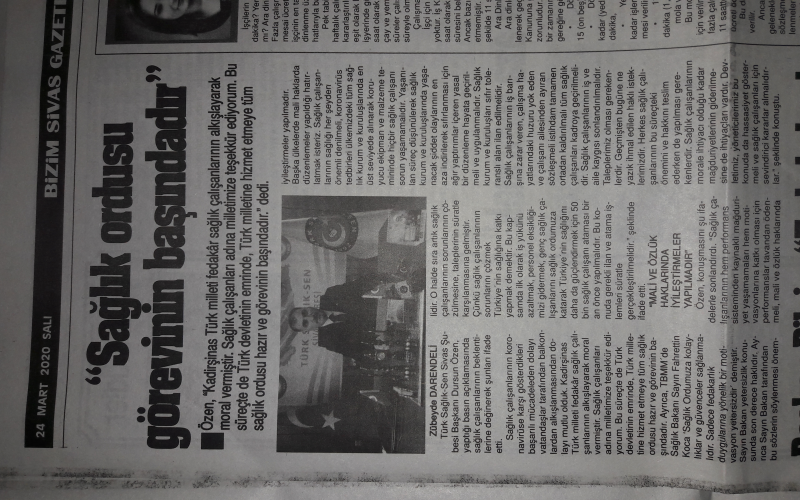 SAĞLIK ORDUSU GÖREVİNİN BAŞINDADIR