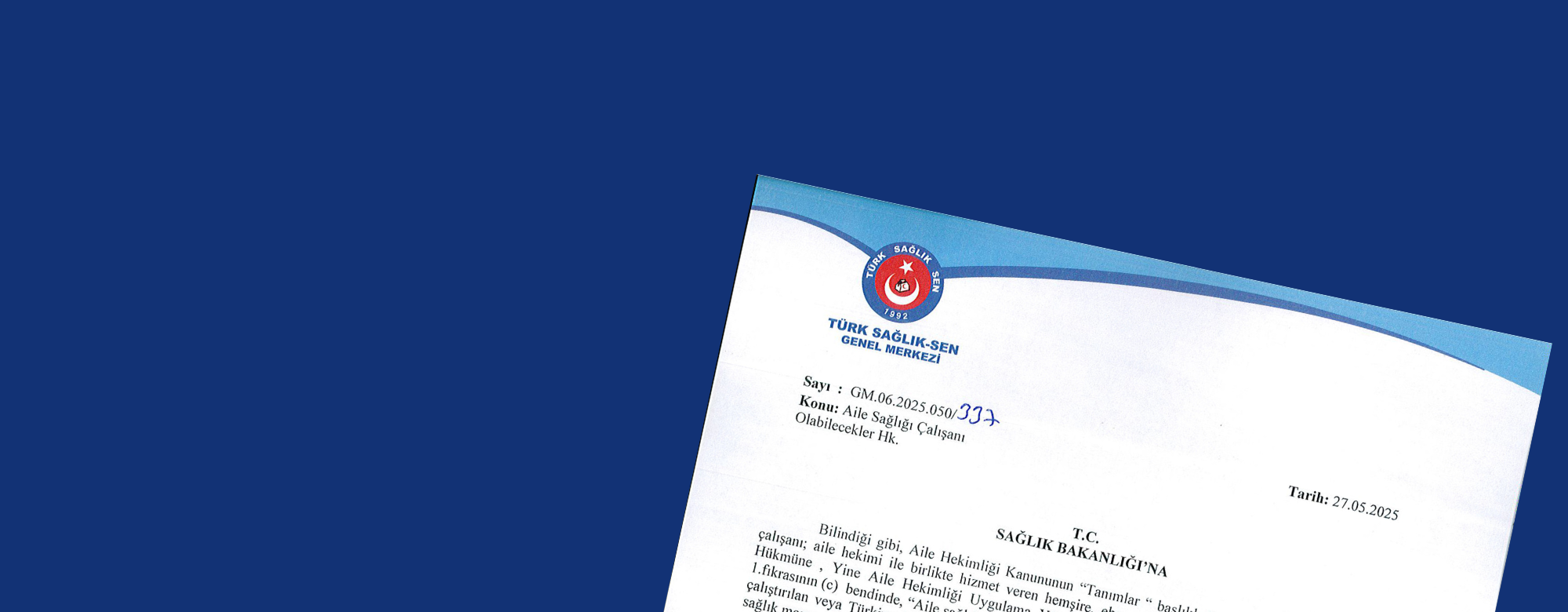 Aile Sağlığı Çalışanı Olabilecek Unvanların Genişletilmesi İçin Başvurduk. 