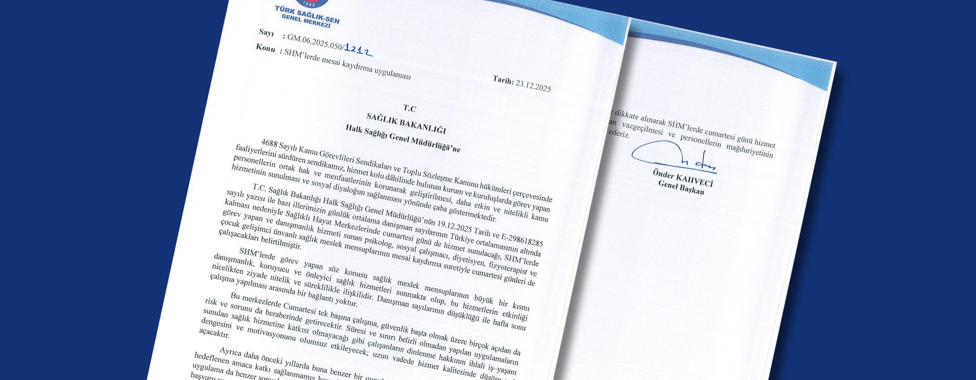 Bakanlıktan SHM’lerde Cumartesi Çalışılması Uygulamasından Vazgeçilmesini İstedik