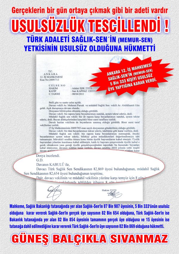 Sağlık Sen Usulsüzlük Afişi